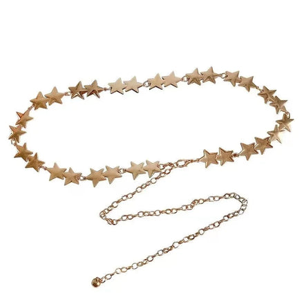 Wholesale Women Gold Stars Metal Decorative Chain Belt on Waist Fashion Accessories Belt