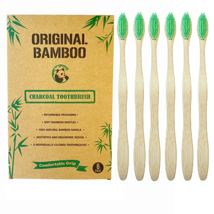 Best Quality Promotional Natural Personalized Colorful Charcoal Toothbrush with Wavy Moso Soft Medium Boar Bristle
