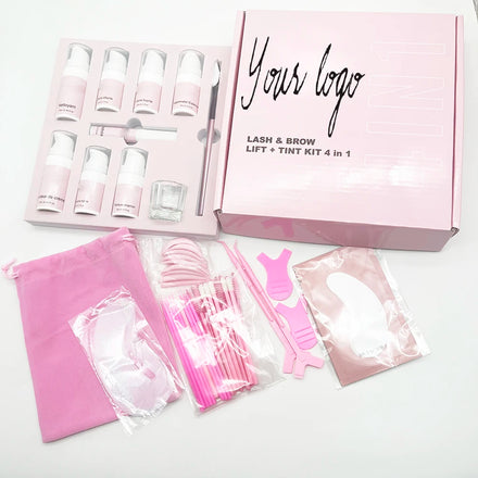 Custom logo Lash Lift Kit Brow Lamination Eyelash Perming Kits 4 in 1 Brow Tint Eyelash Lifting Set Lotions Vegan Lash Lift Kit