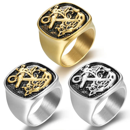 YK High Quality Simple Vintage Mili-tary Ring Ship Anchor Titanium Steel Men's Gold Steel Black Ring Custom Wholesale