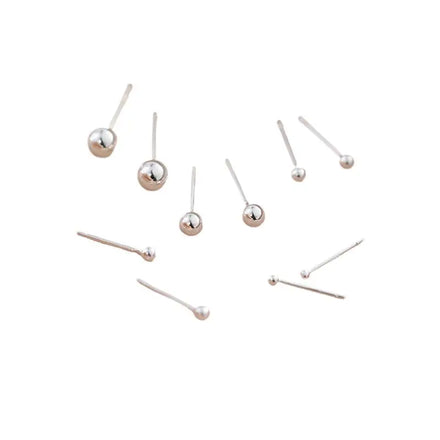925 Sterling Silver Small Bead Ball Stud Earrings for Women Piercing Earring Classic Fine Jewelry Ear Hole Care Accessories