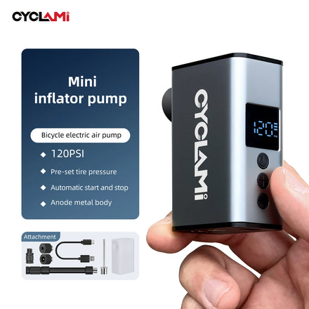 CYCLAMI A3 MINI 120PSI Bicycle Cordless Air Inflator Presta Schrader Valve Portable Pump for Outdoor MTB Bike Accessories