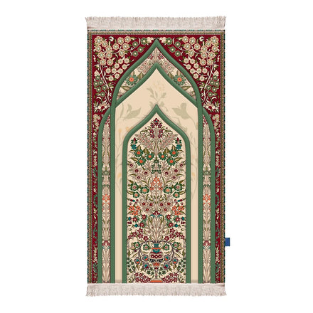 Modern Islamic Prayer Rug Muslim Embroidery Pattern Animal Print Polyester Kitchen Mat Cushioned Square Braided Design