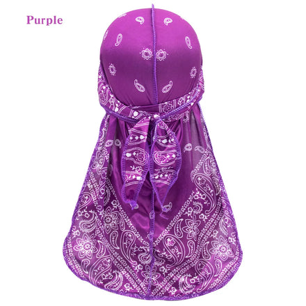 SongMay Wholesale Men's Custom Logo Silky Satin Soft Velvet Durags Bonnets Print Patterned Multifunction Outdoor Sports European