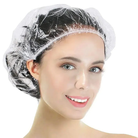 Wholesale Waterproof Salon Hair Dry Processing Cap Custom PE Cap Transparent Hair Cover Disposable Shower Caps