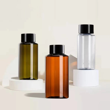 in Stock Pet round Oblique Shoulder Plastic Toner Lotion Bottle 100ml 150ml 200ml 280ml Luxury Cosmetics for Shampoo Face Cream