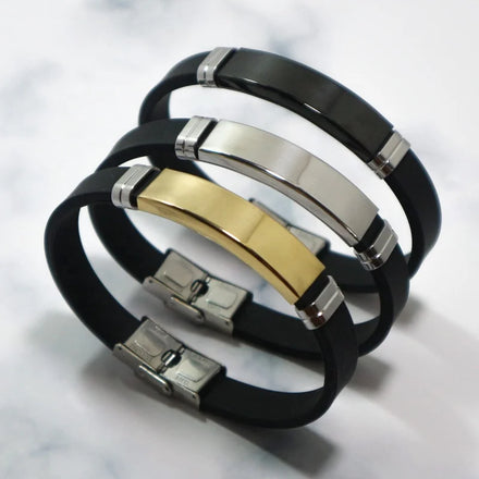 Customized New Fashion Handmade Silicone Stainless Steel Bracelet