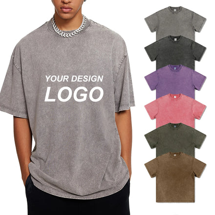 OEM ODM Custom Logo Graphic Silk Screen Puff Print Summer Streetwear Heavyweight  Stone Washed Vintage T Shirt