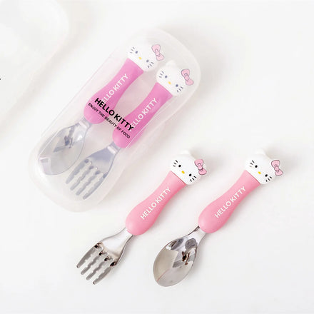 Hot Sell Cartoon Animals Stainless Steel Cutlery Set for Children Spoon Fork and Knife for Kids