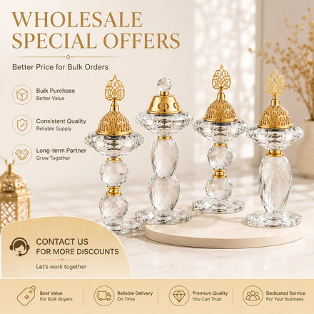 Arabic Crystal Bakhoor Burner Luxury Oud Incense Holder Islamic Ramadan Home Decor Wholesale Supplier Arabic Incense Burner