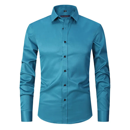 Factory Price Wholesale Men's Plus Size Dress Shirt Anti-Wrinkle 48 Casual Long Sleeve Knitted Weave