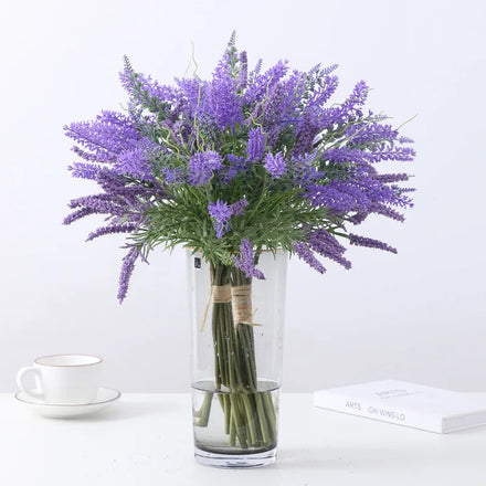 Wholesale 10 Bundles Artificial Lavender Faux Plastic Plants for Home Use Wedding Garden Porch Window Box Outdoor Flowers DIY