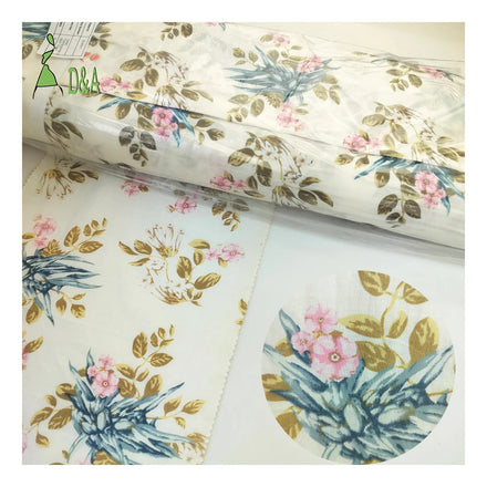 Vintage Brown Floral Printed Voile Cotton Fabric 100% Poplin Lightweight for Boys Shirt Cover Low Price-for Children's Clothing