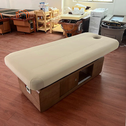 High Quality Wood Grain Basdouble Column 4 Motors Thai Massage Bed Customizable Electric Beauty Bed Massage Table Facial Bed