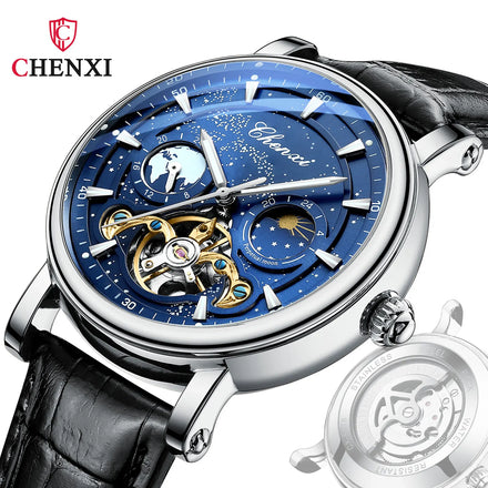 CHENXI Lunar Hollow Flywheel Mechanical Watch Men's Automatic Luminous Live Cross-border Business Belt