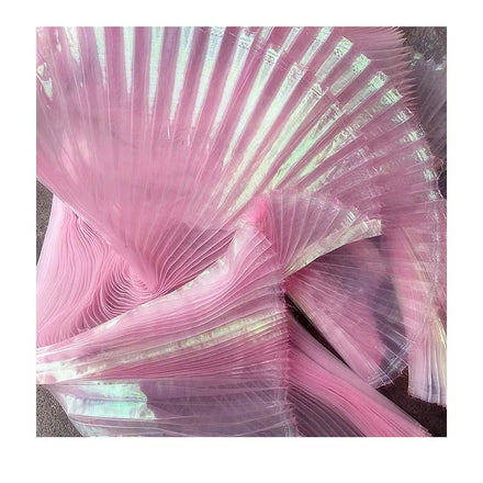 Wholesale Price Mermaid Shimmer Lotus Leaf Fabric Glitter Gradient 3d Pleated Ruffled Shiny Organza Fabric