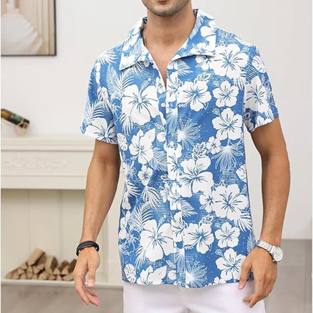 Men's Novelty Hawaiian Floral Shirt Summer Casual Button Down Tropical Holiday Beach Shirts