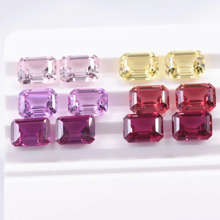 5A High Quality Corundum Emerald Cut Morgan Pink Yellow Sapphire Czochralski Lab Grown Sapphire Stone
