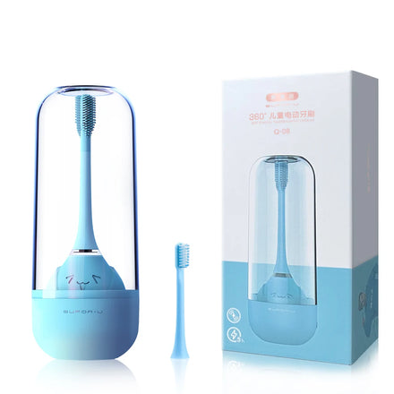 Sonic Electric Toothbrush for Kids Silicone Bristles IPX7 Waterproof Smart 2-Minute Timer Wireless Charging 20-Day Battery Life