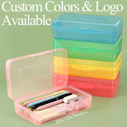 YUZMEI Plastic Large Pencil Box 205x120x58mm Pencil Case Crayon Box School Pencil Case with Snap-tight Lid Storage Organizer