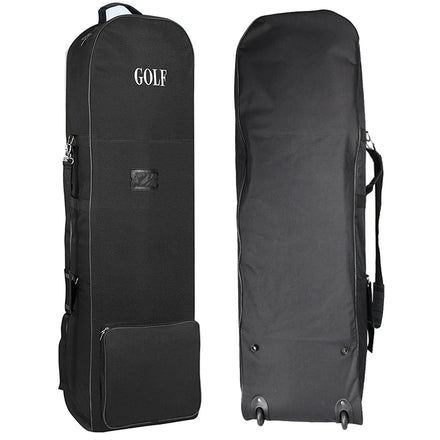 Lightweight Portable Foldable Soft Nylon Black Golf Travel Bag with Wheels Golf Club Case Large Capacity Aviation Bag