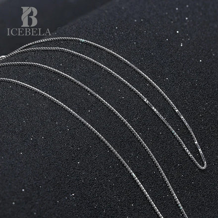 ICEBELA Minimalist Thin 0.6mm Box Chain Necklace Supplier Icebella Fine Jewelry 925 Box Silver Women Chain Necklace