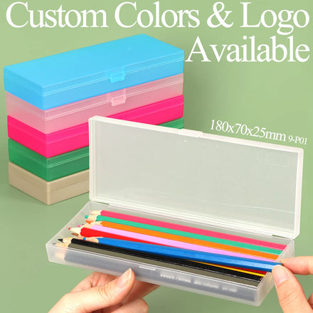 YUZMEI Plastic School Pen Box Pencil Case 180x70x25mm Stationery Case Kids Pencil Box for School Office Markers Pencil Container