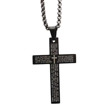 Wholesale Vintage Stainless Steel Letter Cross Pendant Necklace for Women Men Titanium Anti-tarnish Jewelry