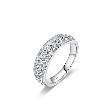 Wholesale New Design 925 Sterling Silver Ring Trendy Zircon Full Diamond Exquisite Engagement Ring for Women