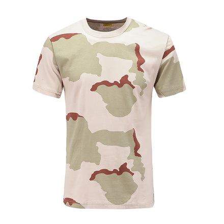 Men's Full Cotton T-Shirt Breathable and Lightweight for Outdoor Tactical Activities Camouflage
