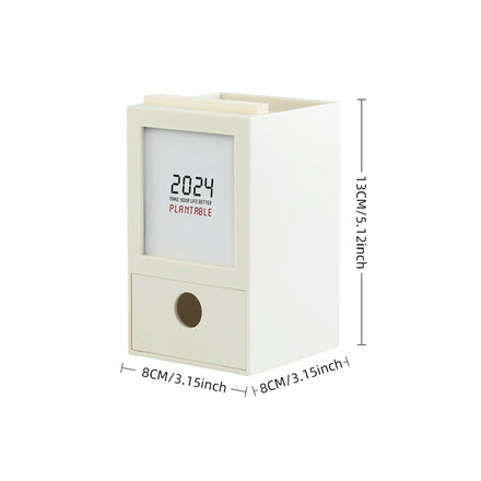 Plastic Office Desk Storage Desk Pen Holder Capable of Recording Things Office Organizer Pen Holder Storage Box for Desktop Use