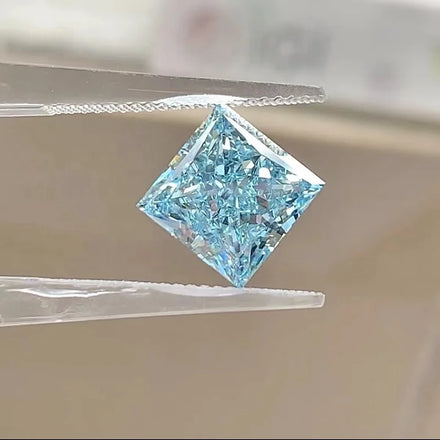 Goldleaf Fancy Intense Blue IGI Certified Lab Diamond 4ct Princess Cut Blue Lab Grown Diamond for Jewelry