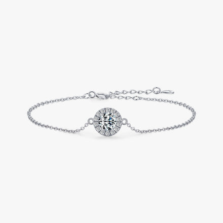 Pure 925 Sterling Silver Luxury 1.0Ct Sparkling Clear CZ Link Chain Charm Bracelet for Women Wedding Engagement Jewelry