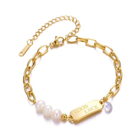 Ladies Trendy Sfresh Water Pearl Stainless Steel Chain Bracelets