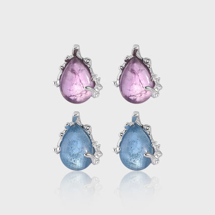 High Grade Sample Luxury Design Pure 925 Sterling Silver Amethyst Gemstone Stud Earrings for Women Fine Jewelry Gift M0828