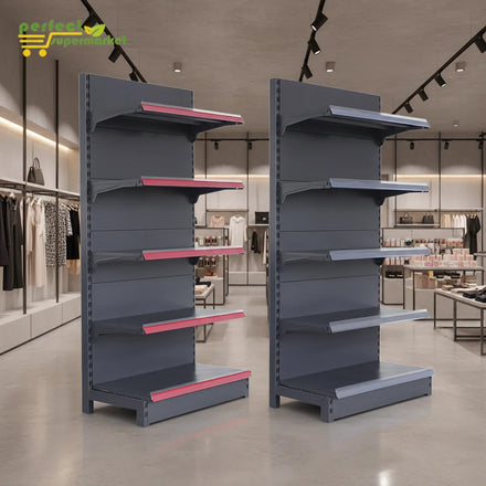 Single-side Heavy Duty Metallic Supermarket Shelf Gray Back Board Display Rack 1 Layer Storage Shelves Epoxy Powder Stores