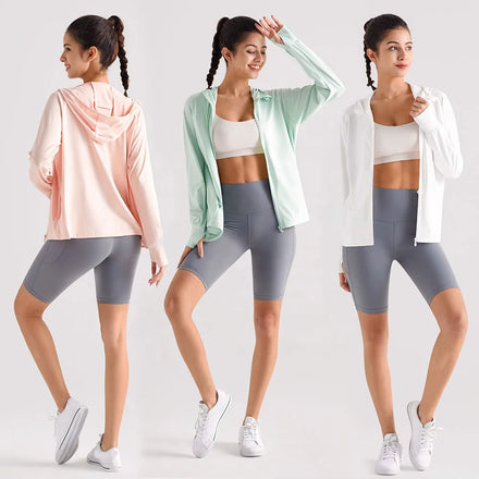 Summer New Ice Silk Sunscreen Women Light Cool Feeling Quick Dry Breathable Top UV protection UPF50 + Outdoor Hooded Jacket