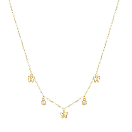 INS New Fashion 925 Sterling Silver Necklace for Women Gold Plated Versatile Butterfly Clavicular Chain Necklace Jewelry