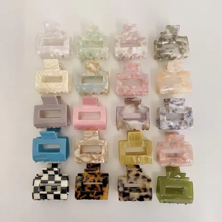 Wholesale Custom Marble Small Acrylic Acetate Hair Claw Best Selling Glitter Glossy Square Cute Hair Claw for Women Girls B032
