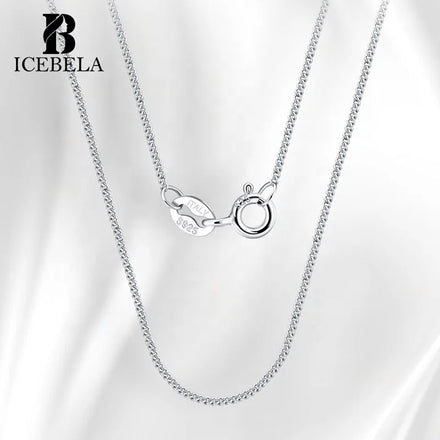 ICEBELA Fine Jewelry Solid 925 Sterling Silver Chain 14K Gold Plated 1mm Curb Link Necklace Chain for Women