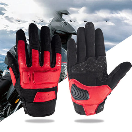 Leather Breathable Motorbike Motorcycle Glove Touch Screen Knuckle Shock Resistant Racing Cycling Gloves for Men Women