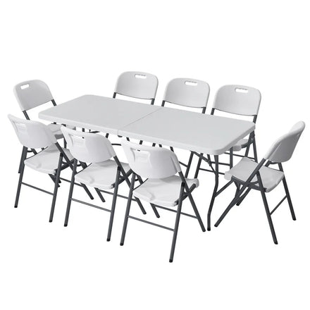 Modern Outdoor Portable Iron Furniture Foldable Plastic Table and Chair for Warehouse Use