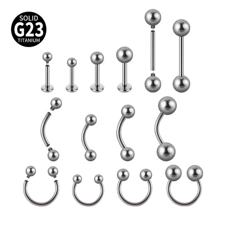 14G/16G G23 Titanium Internal Thread Basic Piercing Accessory Barbell Labret Circular Ball Cone Body Jewelry Wholesale