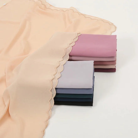 MOTIVE FORCE Musulmanes Chiffon Hijab Scarf 70*180cm Embroidered Edge Instant Muslim Hijab Scarf for Women