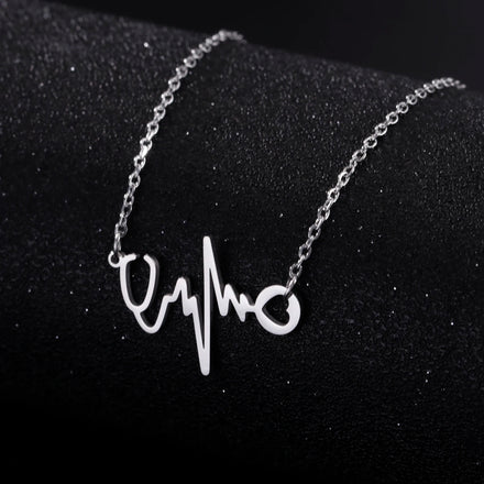 Stethoscope EKG Rhythm Heartbeat Pendant Stainless Steel Necklace Fashion Jewelry Necklaces for Woman Men