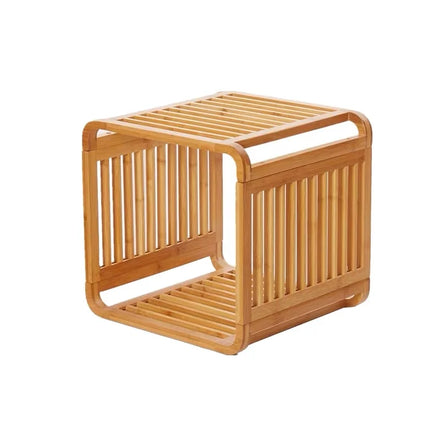 Bamboo Bathroom Storage Shelf Stackable Toilet Paper Holder & Organizer Wooden Side Table for Living Room Multifunctional