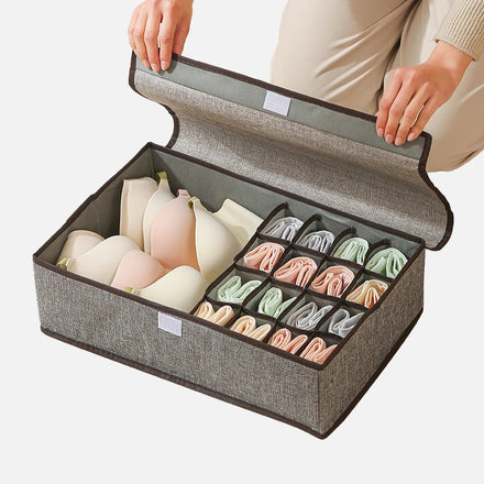Household 13 17 Grids Underwear Socks Storage Closet Storage Divider Organizer Foldable Box with Lid