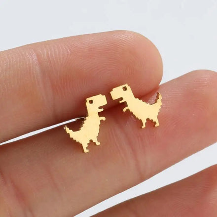Factory Wholesale Korean Sweet Earrings Jewelry Women 2026 Cute Mini Stainless Steel Animal Dinosaur Stud Earrings for Girls