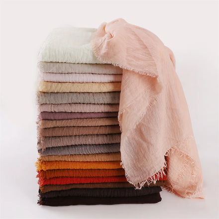 2024 New Solid Color Long Large Cotton Scarves for Women Plain Gold Wire Shimmer Glitter Cotton Shawl Scarf Muslim Hijabs Turban