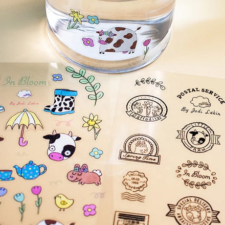 Custom Kiss Cut Cute Cartoon Animal Decorative Kawaii Kid Cartoon Transparent Sticker Sheets